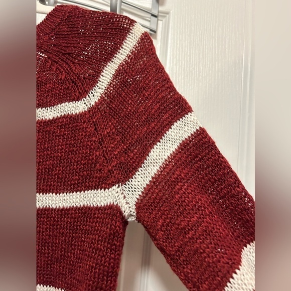 U.S. POLO ASSN. Red and White Stripe Sweater women’s large v neck pullover - Picture 9 of 16